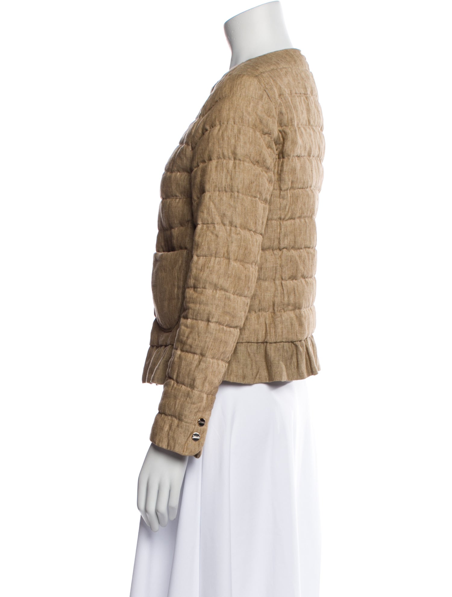 Herno Linen Plaid Print Down Jacket