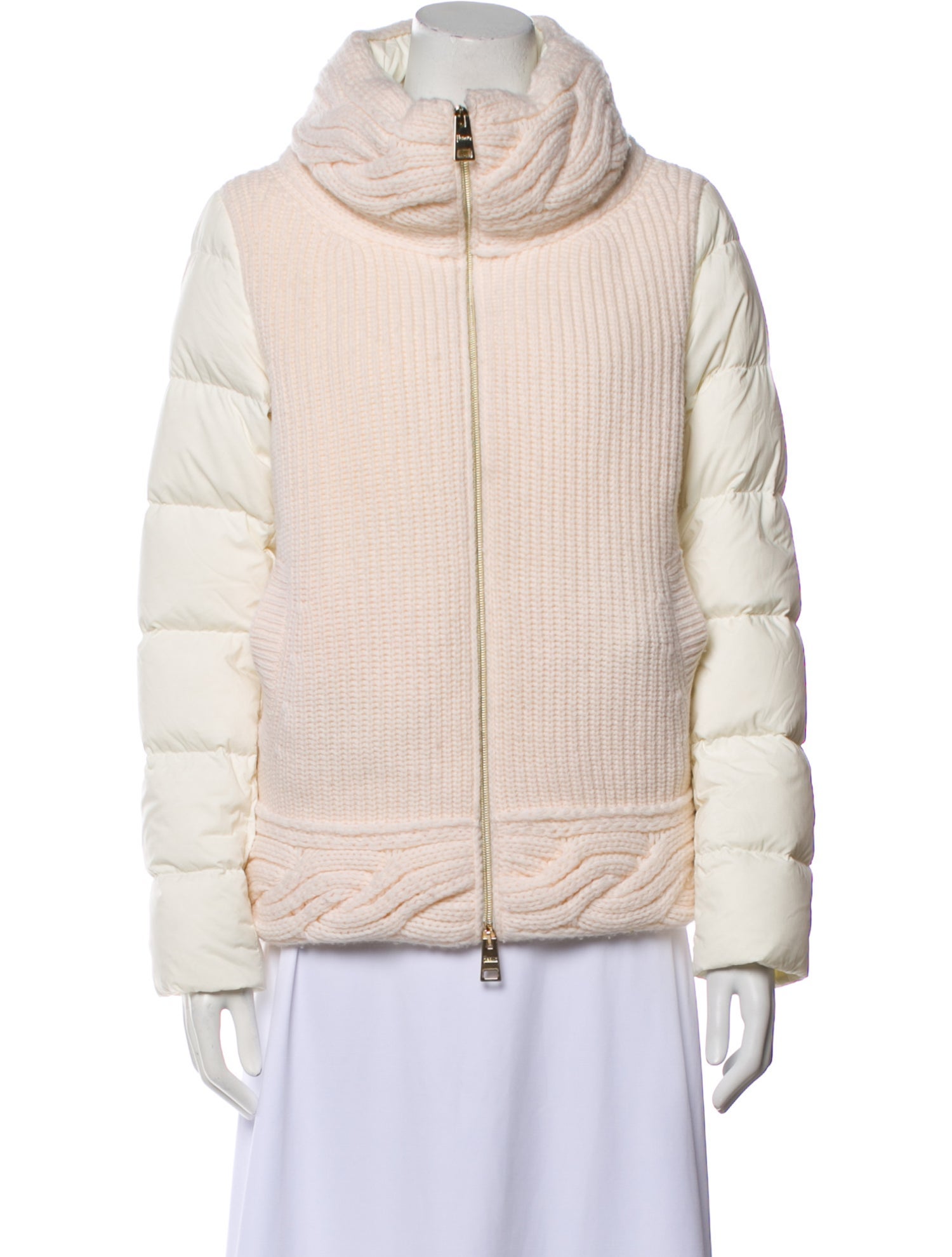 Herno Wool Colorblock Pattern Faux Fur Jacket