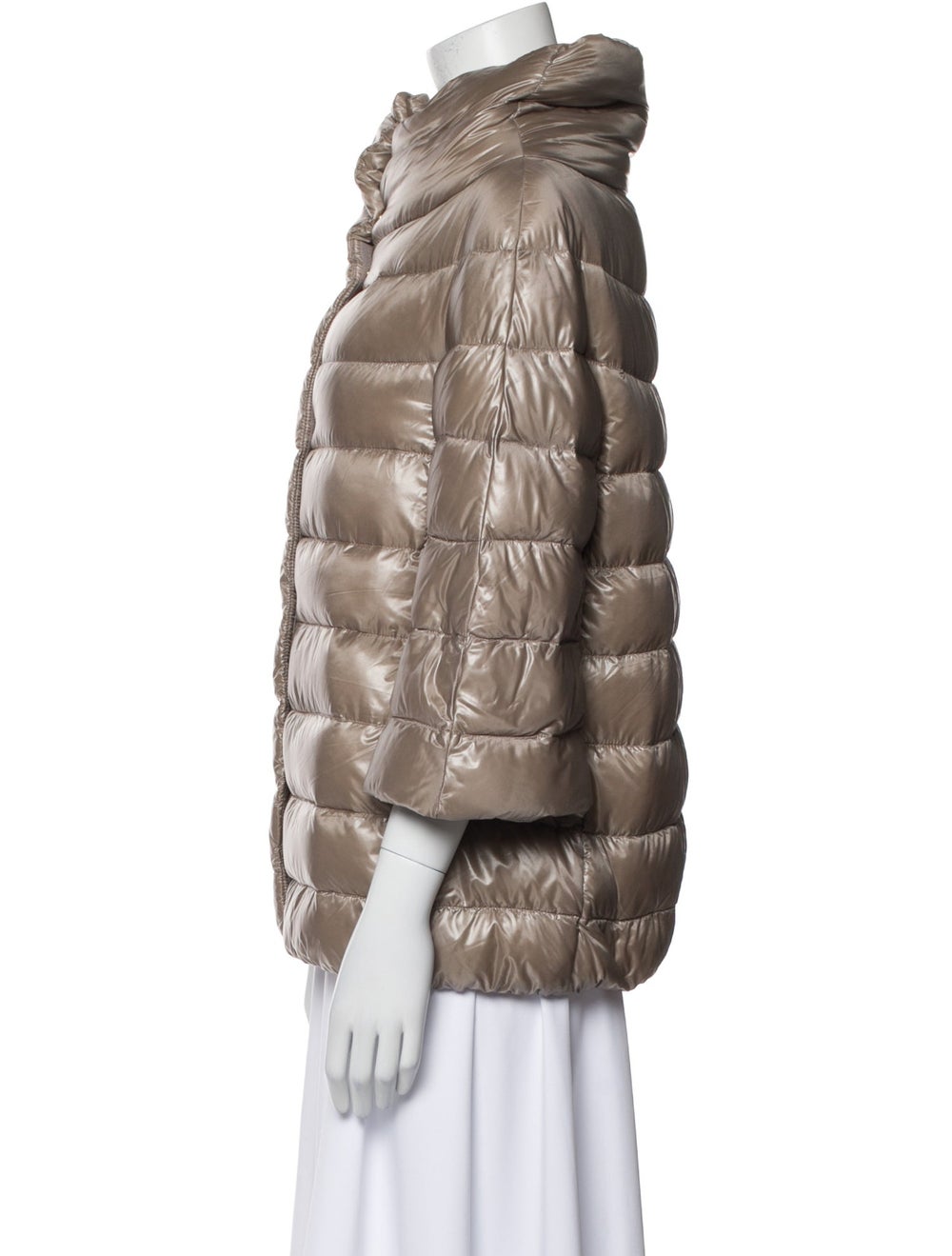 Herno Down Down Jacket Neutrals Stand Collar Slit… - image 2