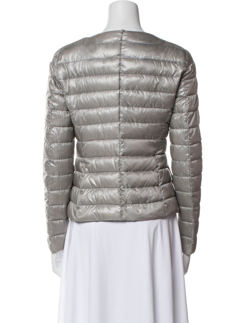 Herno Down Jacket Blue & Grey Collarless Slit Poc… - image 3