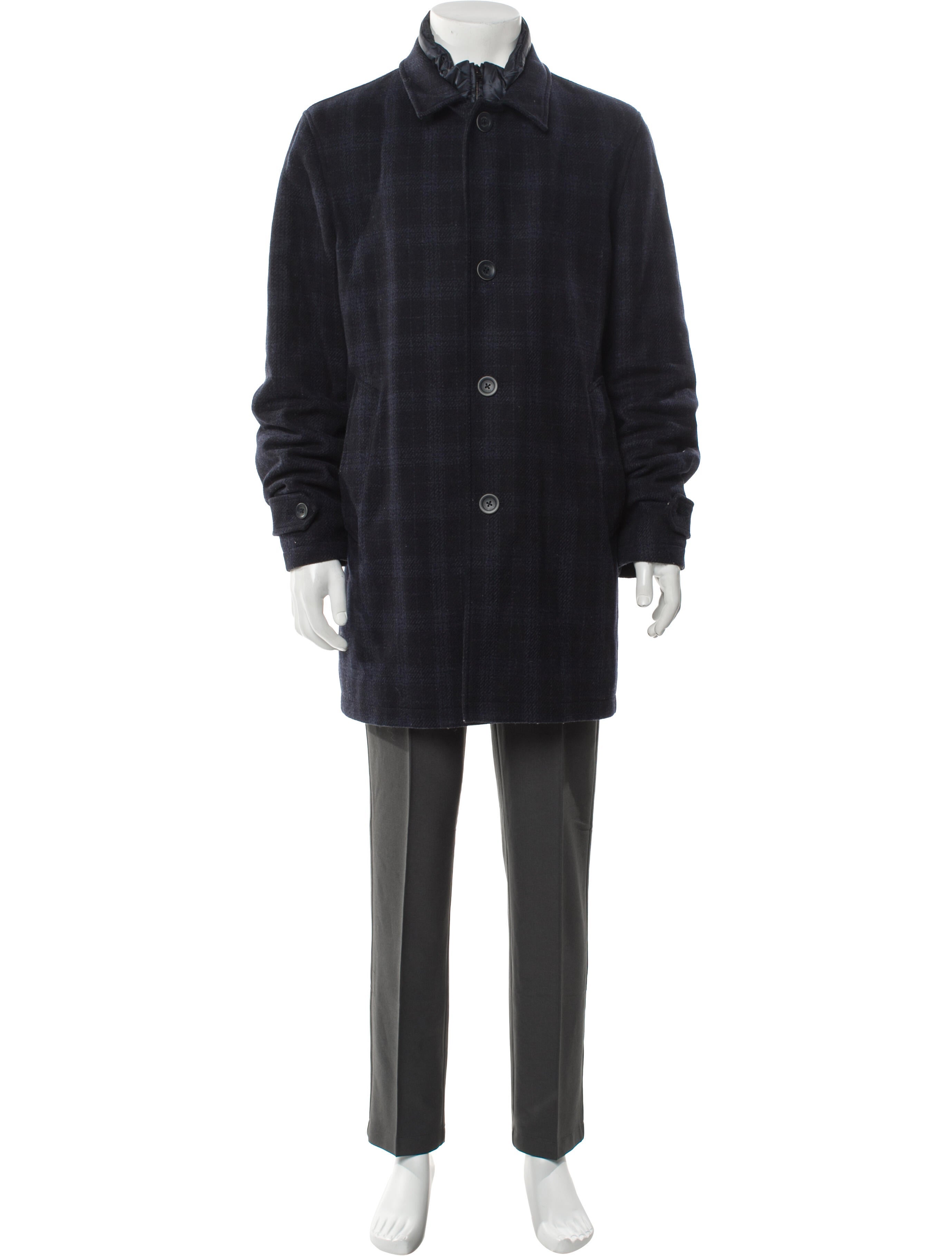 Herno Wool Plaid Print Trench Coat