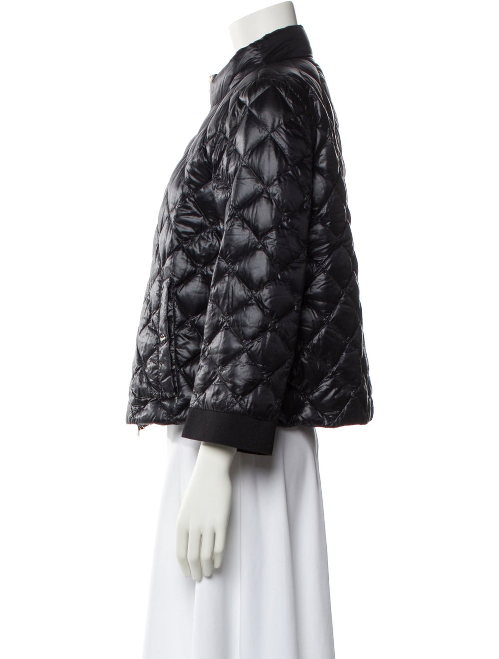 Herno Down Jacket Black Printed Stand Collar Slit… - image 2