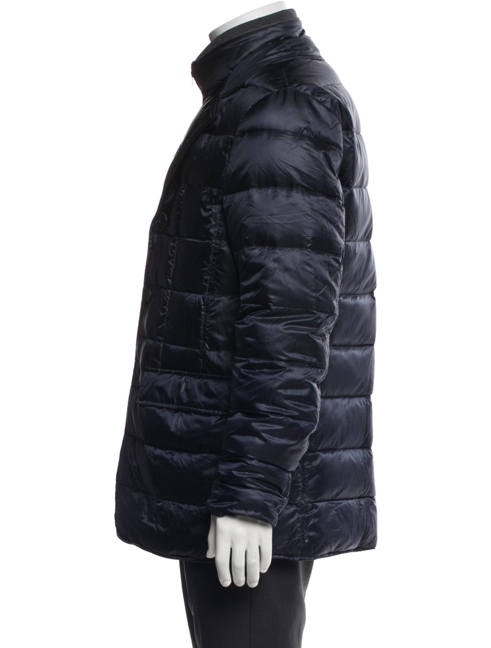 Herno Down Jacket Blue Stand Collar Patch Pockets… - image 2