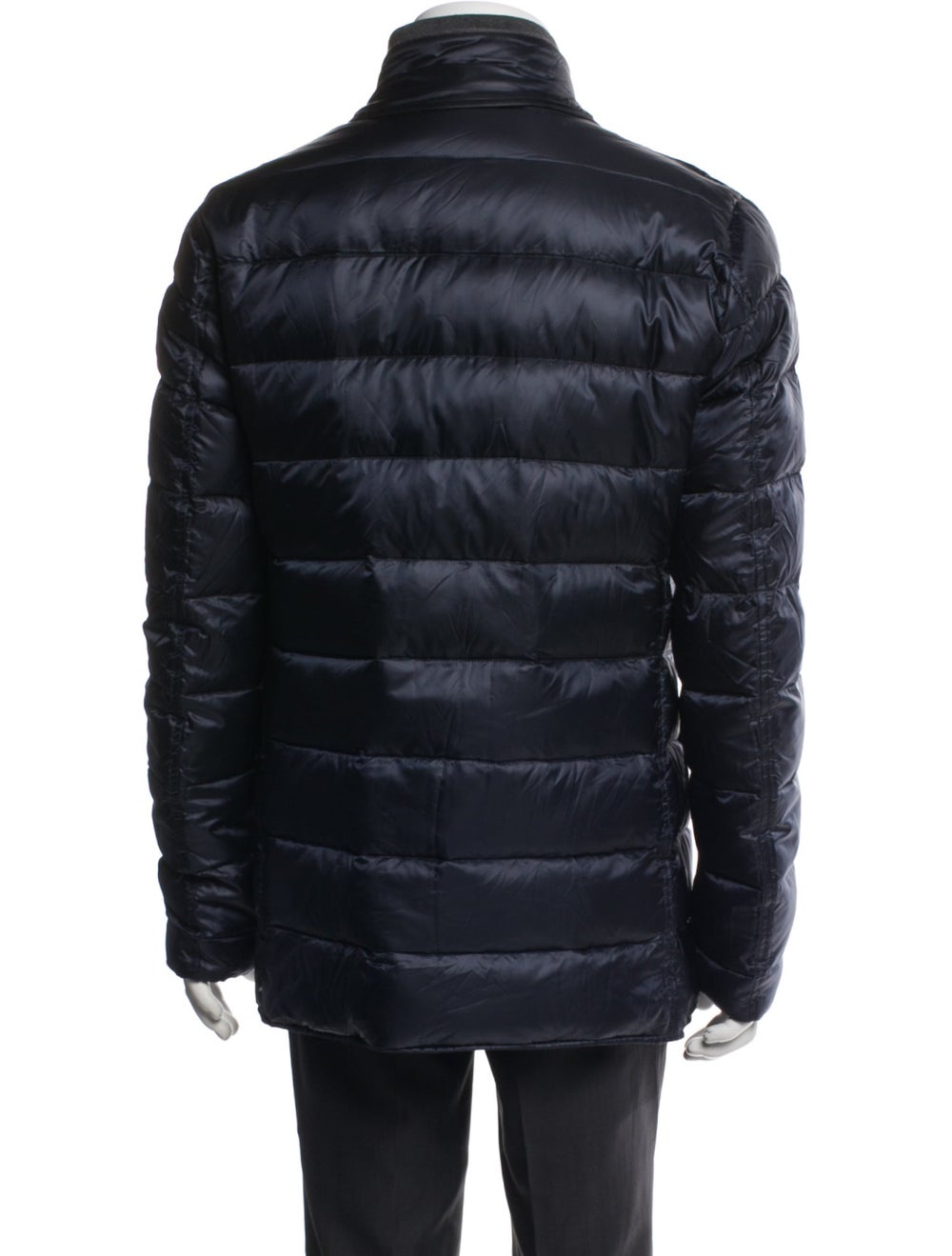 Herno Down Jacket Blue Stand Collar Patch Pockets… - image 3