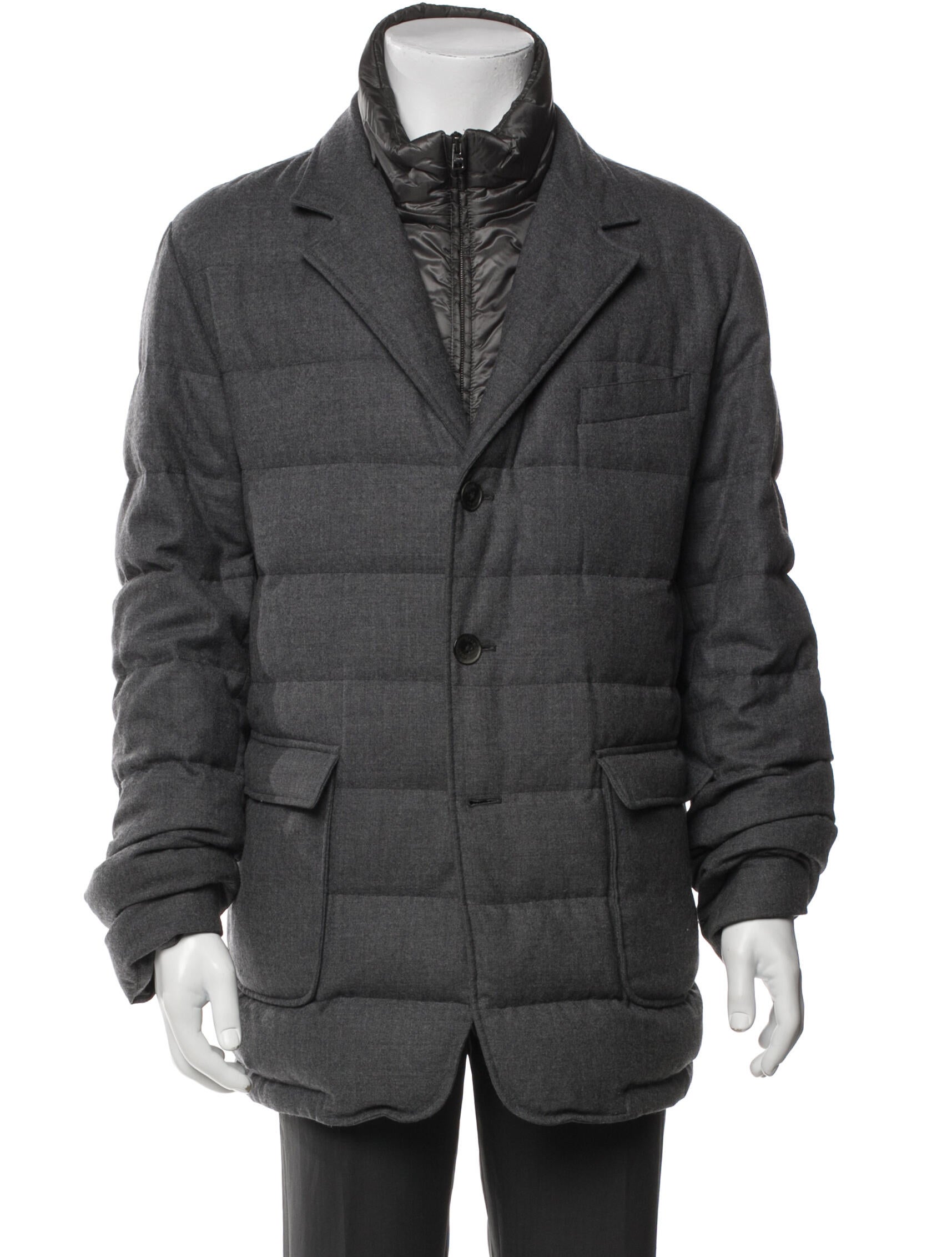 Veronique Branquinho Mandarin Collar Patch Jacket - Grey Outerwear