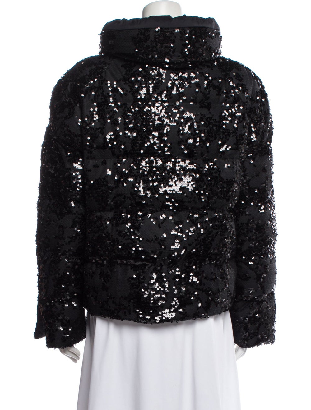 Herno Jacket Black Patterned With Hood Sequin Emb… - image 3