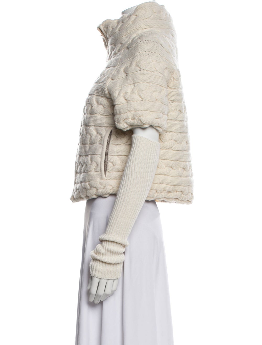 Herno Wool Down Jacket Neutrals Stand Collar Slit… - image 2