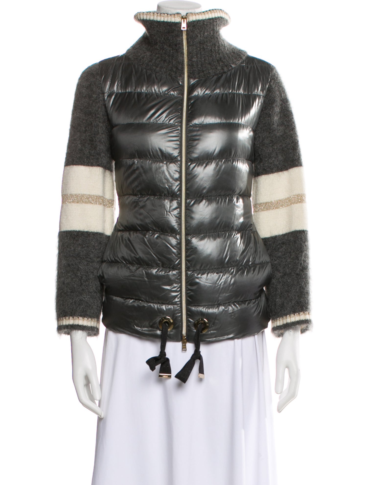 Herno Colorblock Pattern Faux Fur Jacket