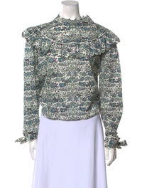 Floral Print Mock Neck Blouse