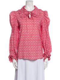 Floral Print Mock Neck Blouse