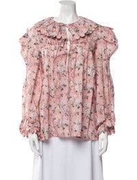 Floral Print Crew Neck Blouse
