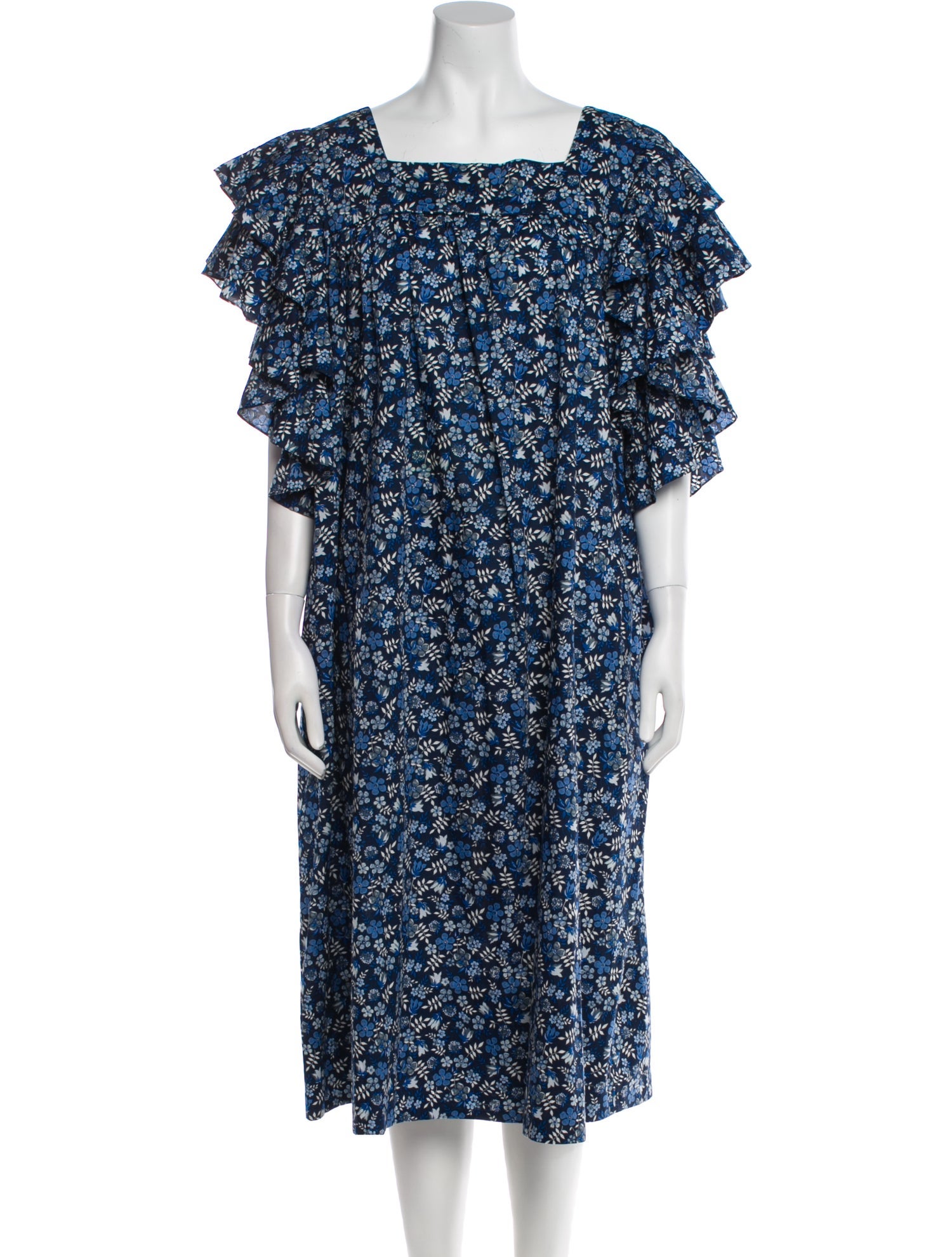 Horror Vacui Floral Print Midi Length Dress