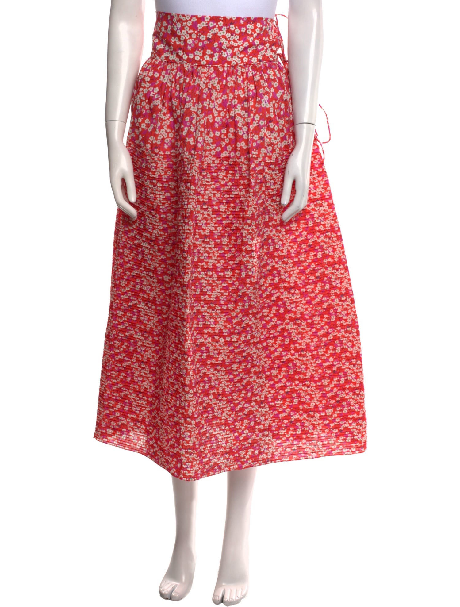 Horror Vacui Floral Print Midi Length Skirt