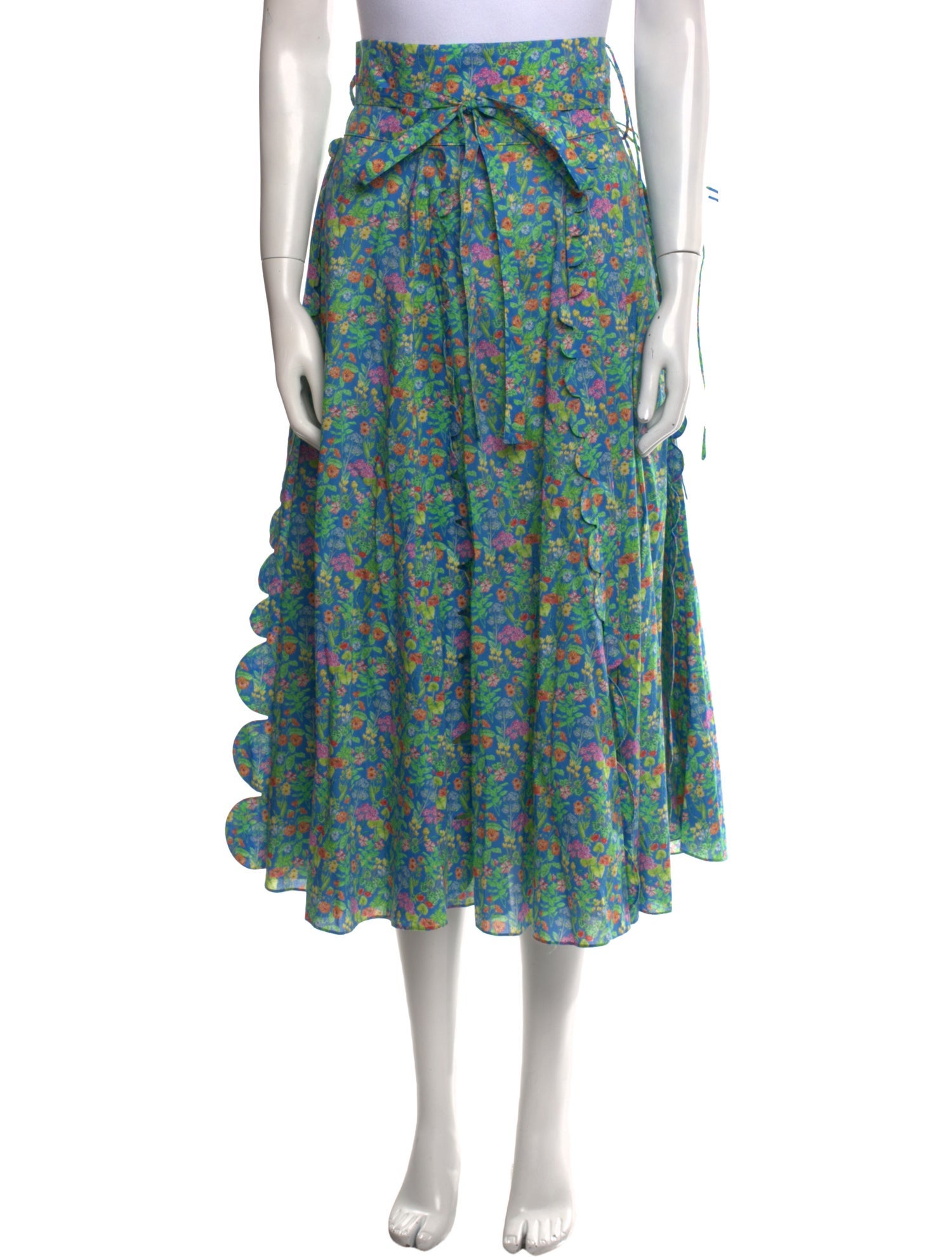 Horror Vacui Floral Print Midi Length Skirt