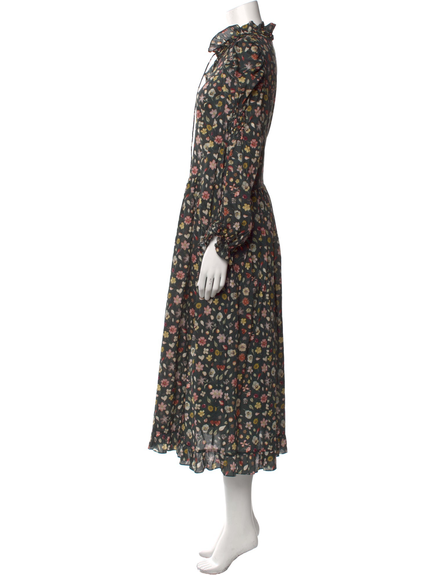 Horror Vacui Floral Print Long Dress