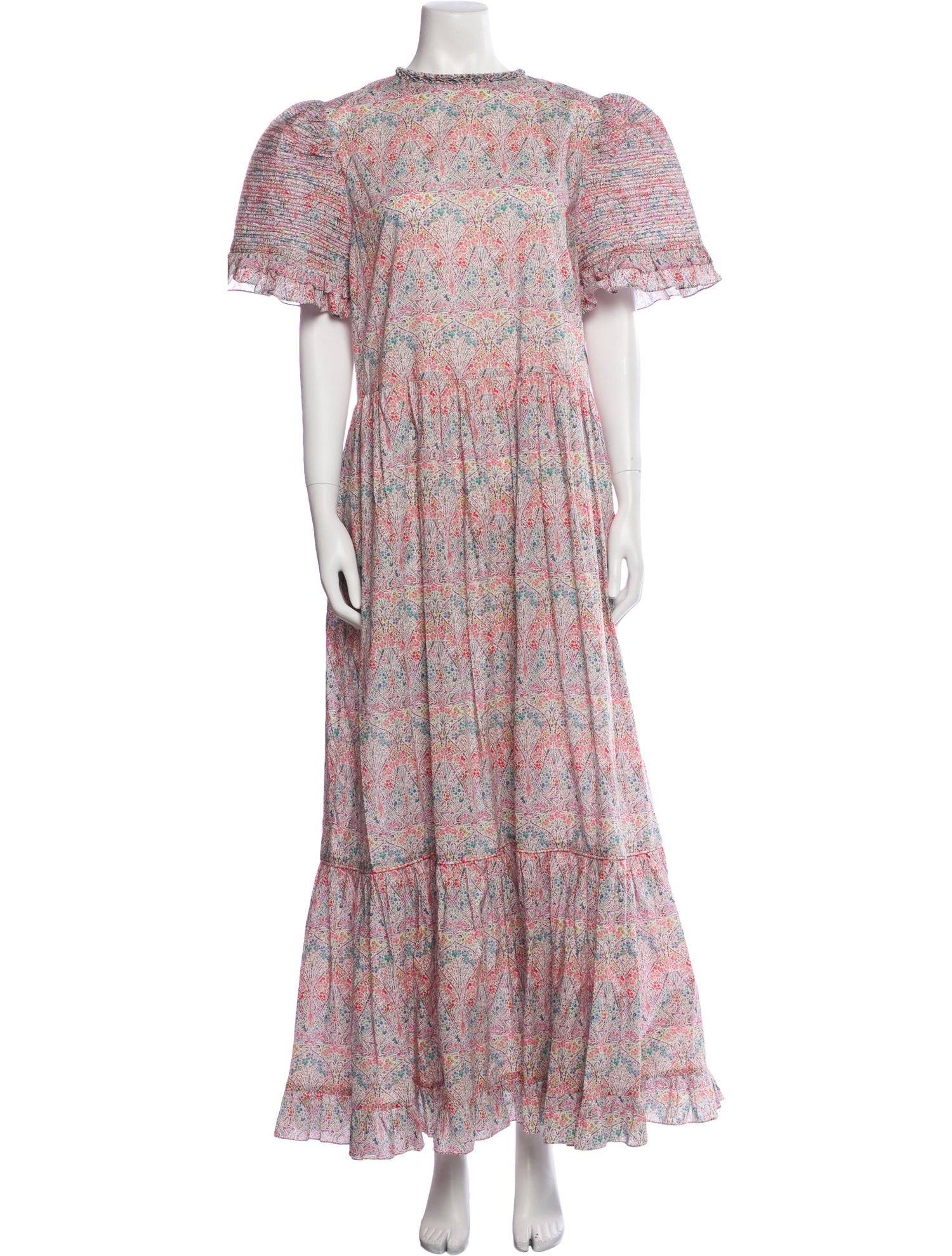 Horror Vacui Floral Print Long Dress w/ Tags