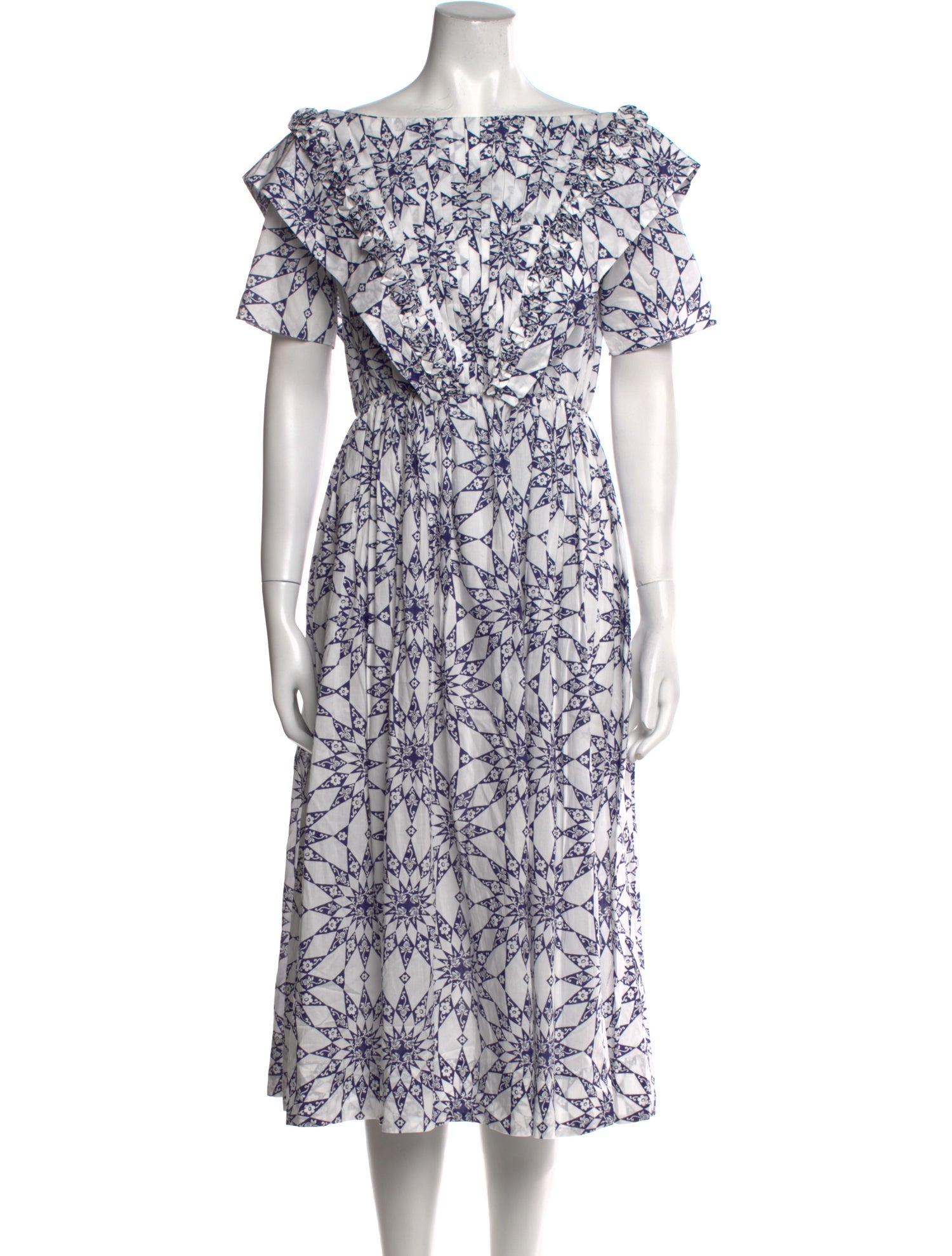 Horror Vacui Floral Print Midi Length Dress