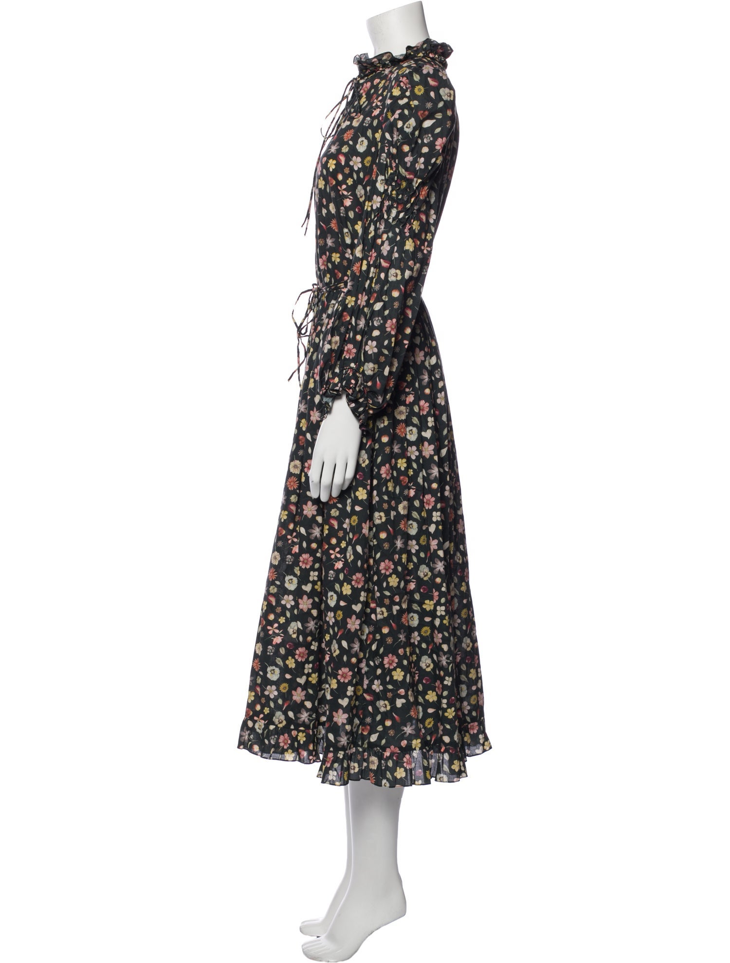 Horror Vacui Floral Print Midi Length Dress