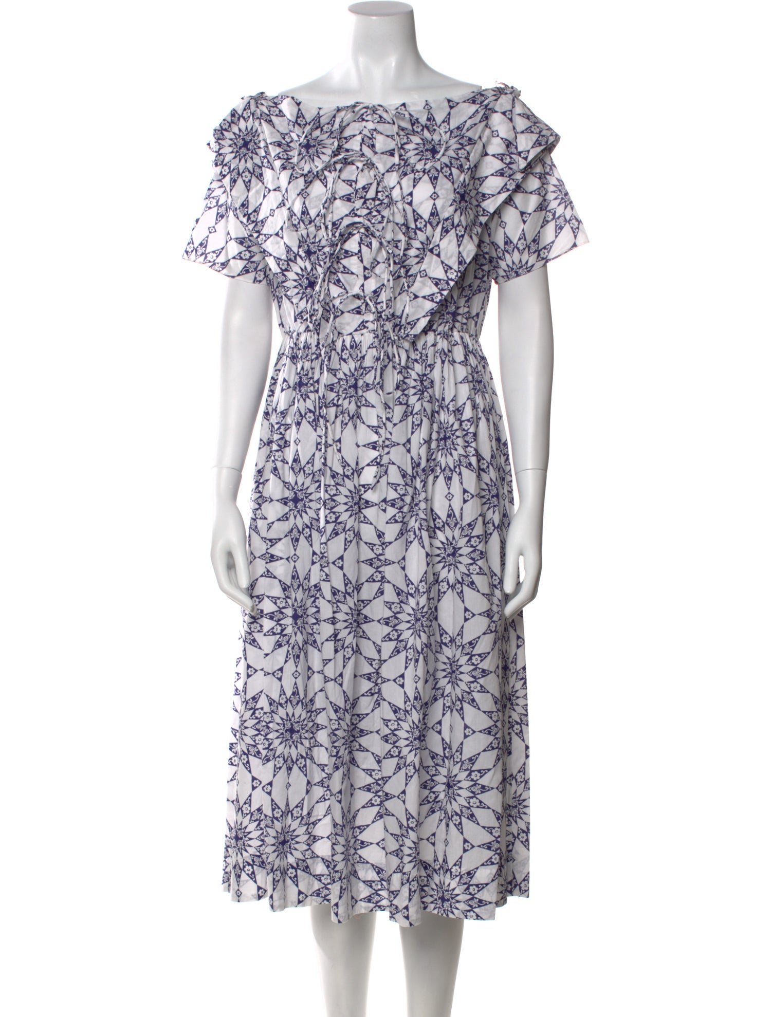 Horror Vacui Floral Print Knee-Length Dress