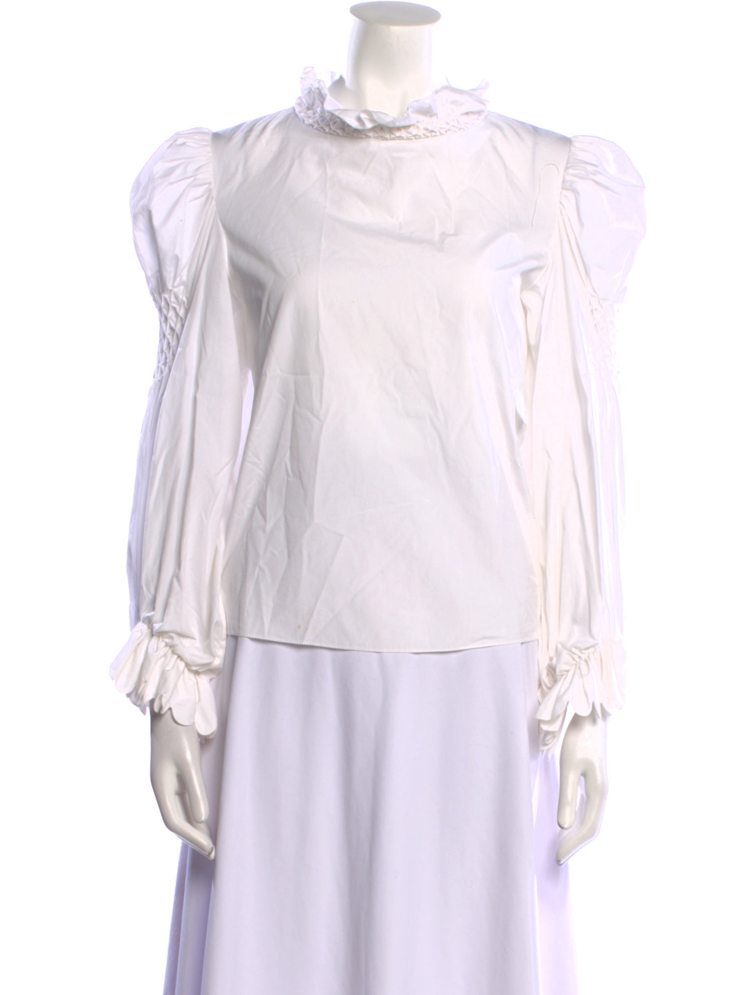 Horror Vacui Mock Neck Long Sleeve Blouse