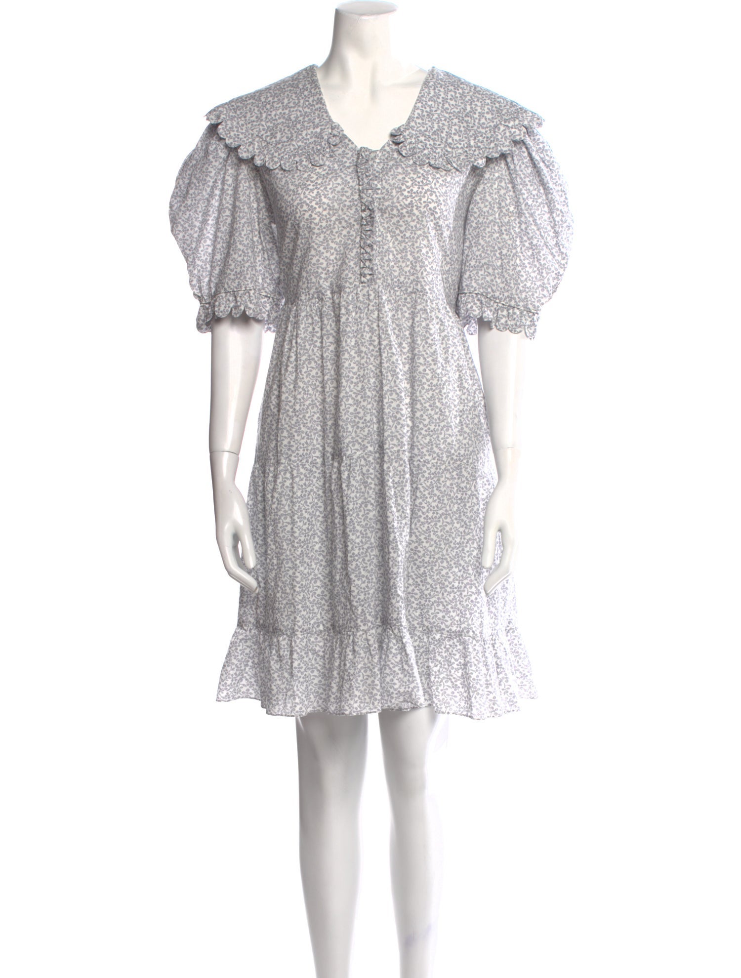 Horror Vacui Floral Print Knee-Length Dress