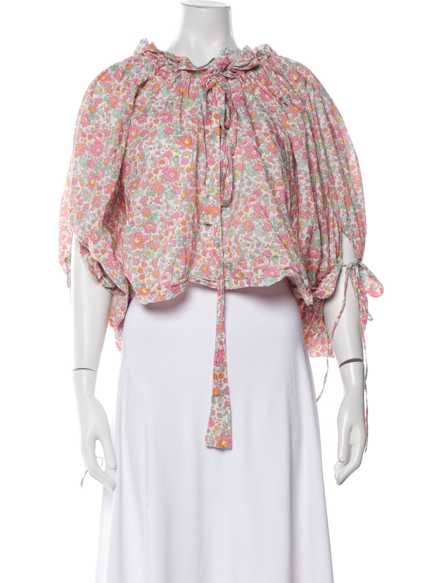 Horror Vacui Floral Print Mock Neck Crop Top