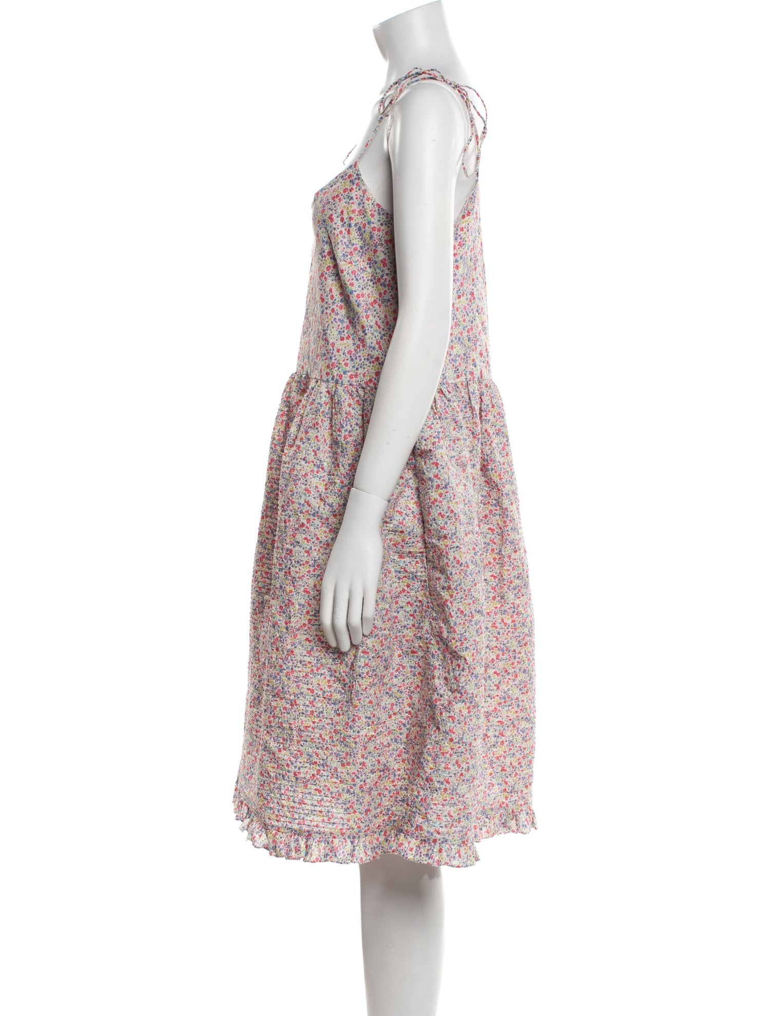 Horror Vacui Floral Print Knee-Length Dress