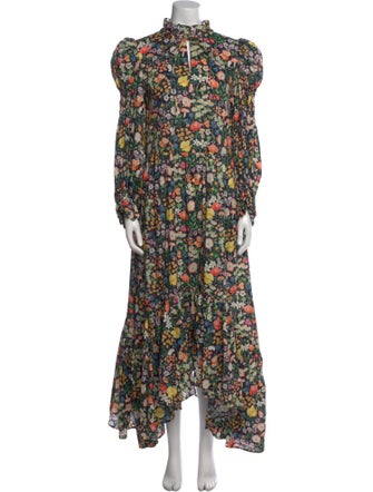 Horror Vacui Floral Print Long Dress