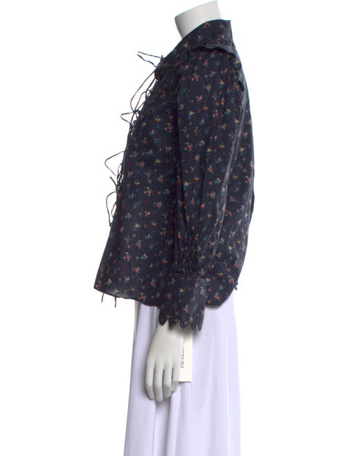 Horror Vacui Floral Print Long Sleeve Blouse
