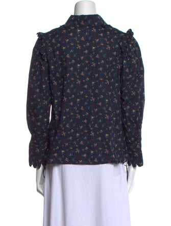 Horror Vacui Floral Print Long Sleeve Blouse