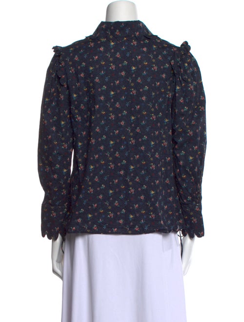 Horror Vacui Floral Print Long Sleeve Blouse