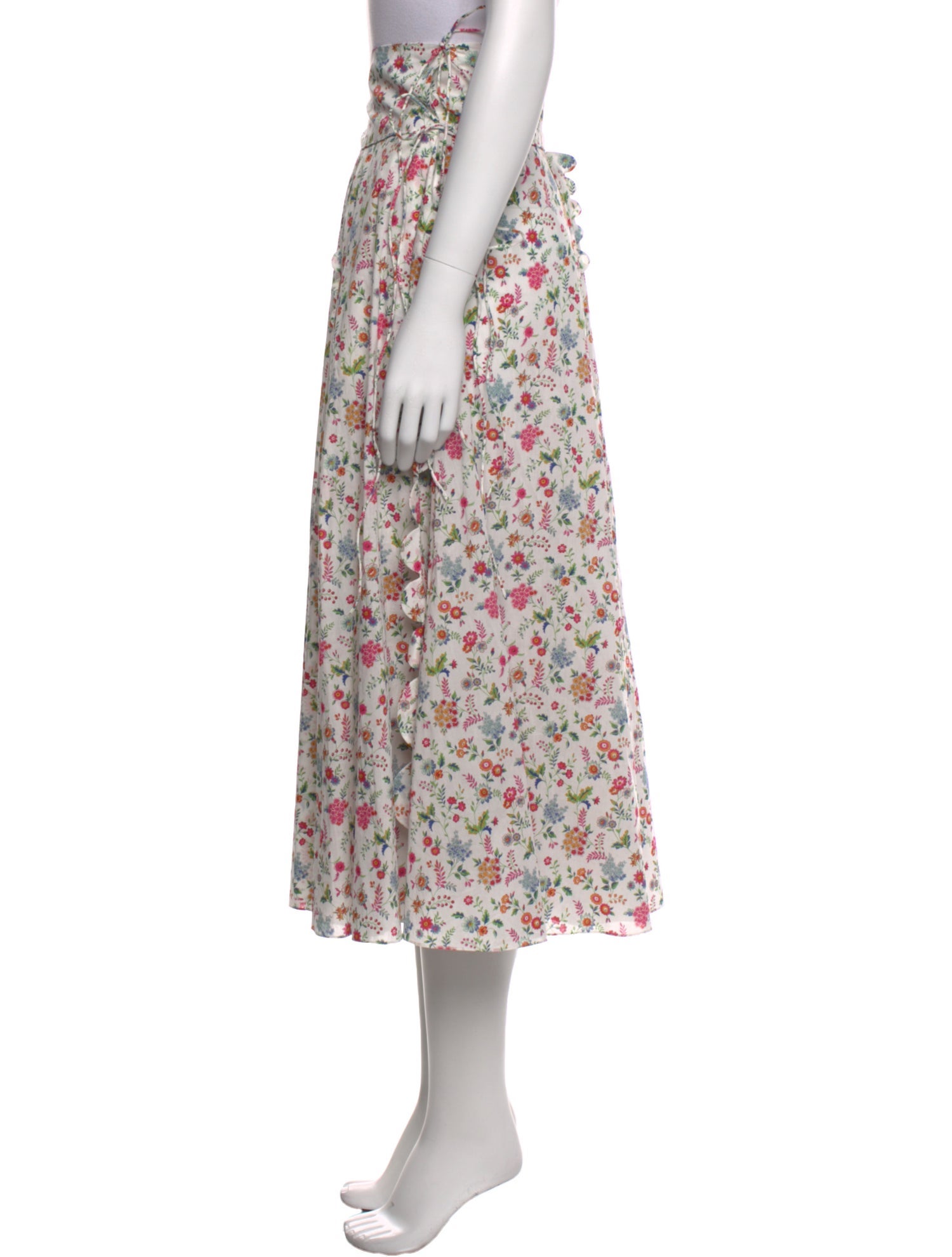 Horror Vacui Floral Print Midi Length Skirt