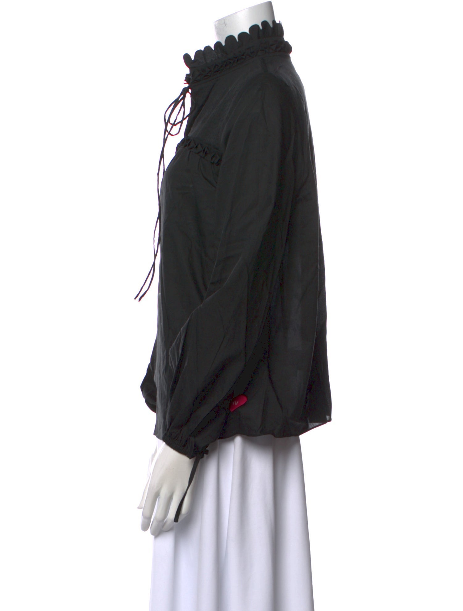 Horror Vacui Mock Neck Three-Quarter Sleeve Blouse