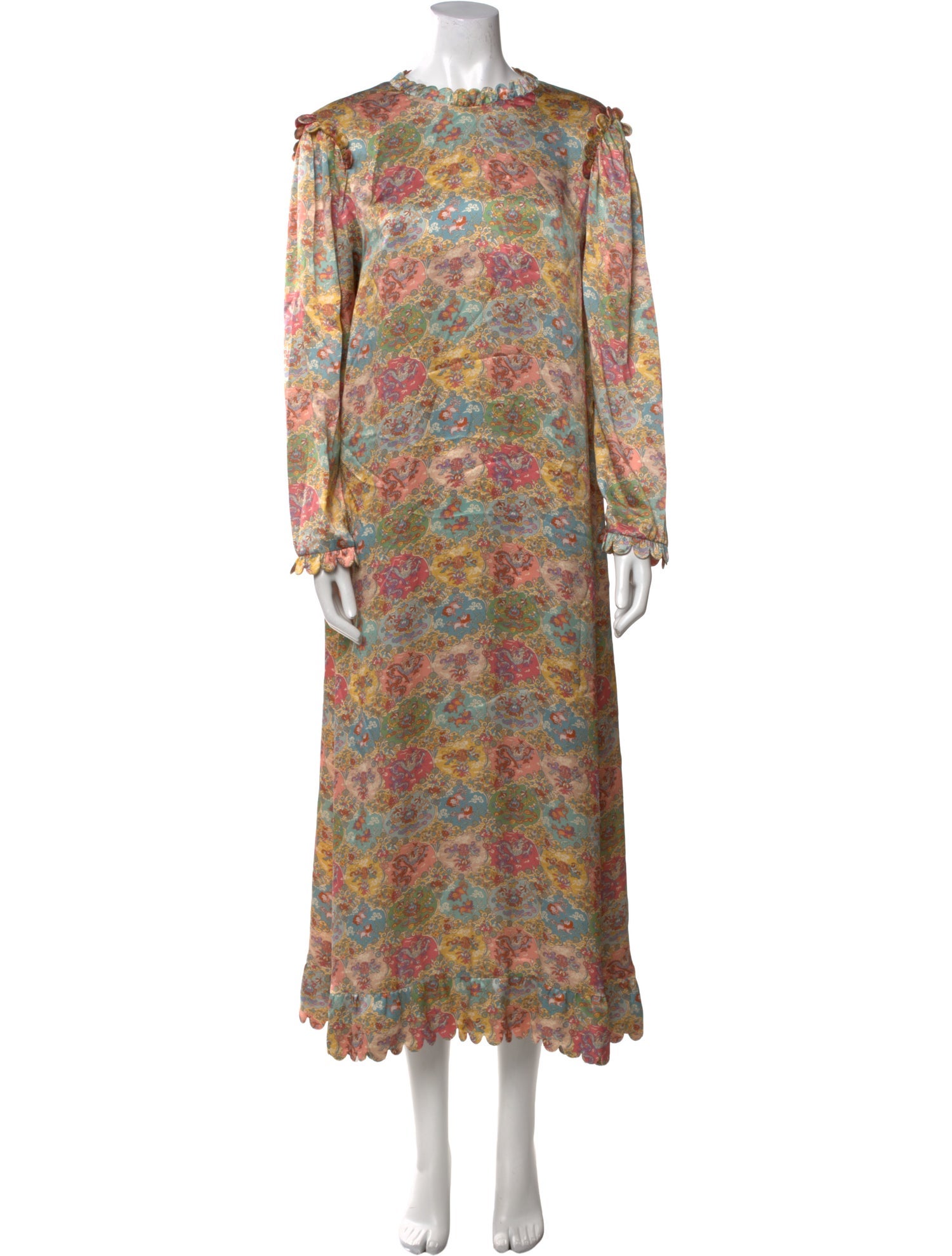 Horror Vacui Satin Long Dress