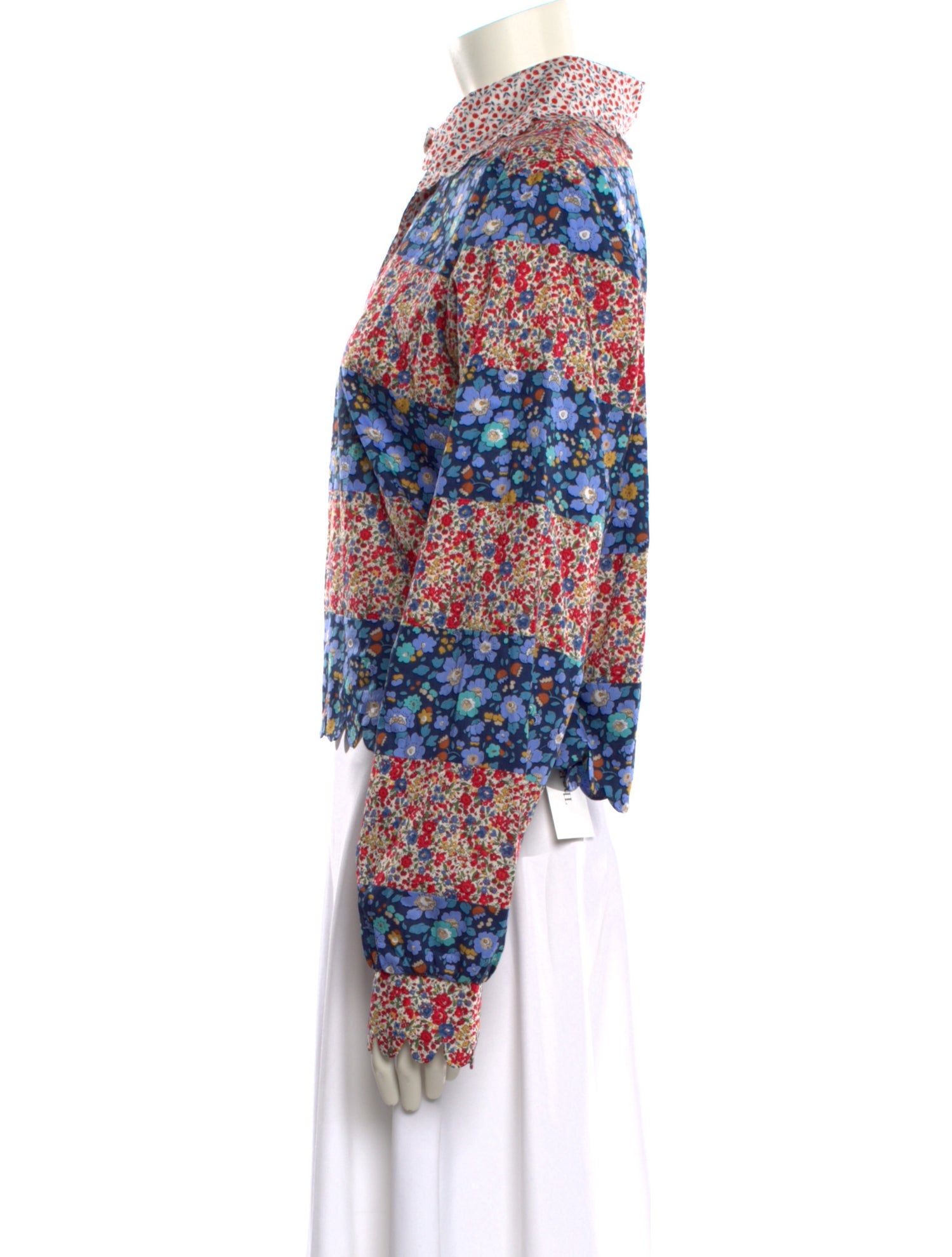 Horror Vacui Floral Print Mock Neck Crop Top