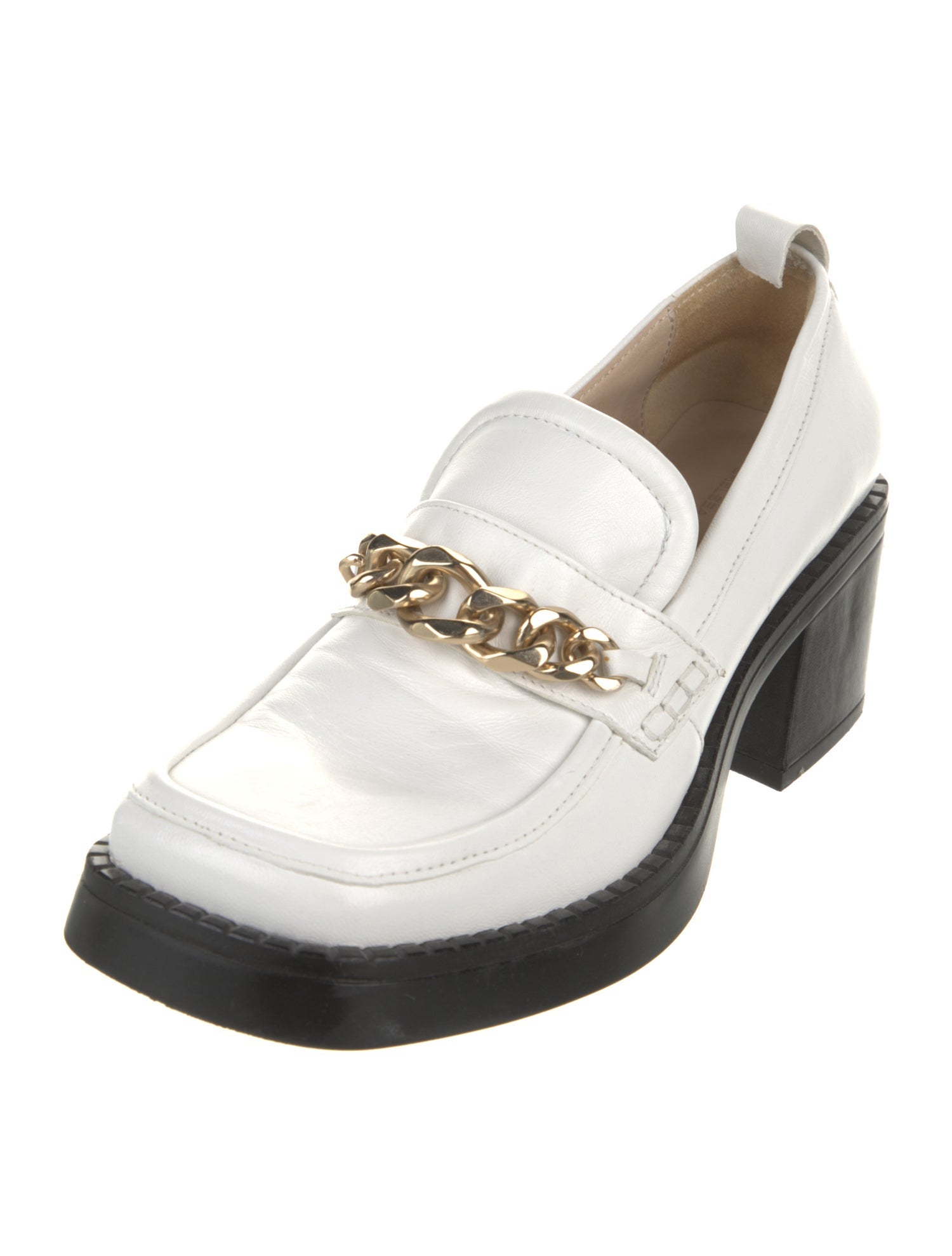 Chelsea Paris Leather Chain-Link Accents Pumps