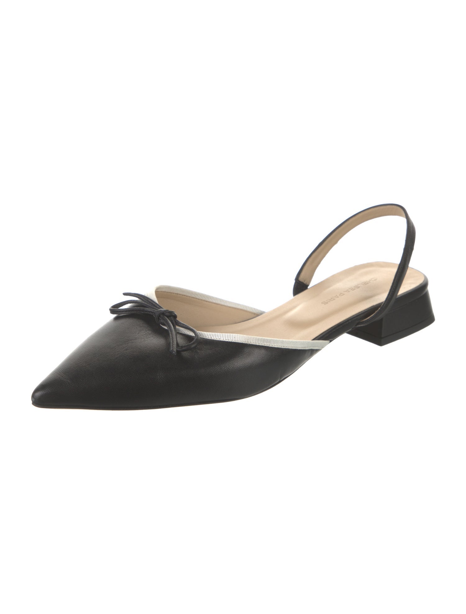 Chelsea Paris Leather Bow Accents Slingback Flats