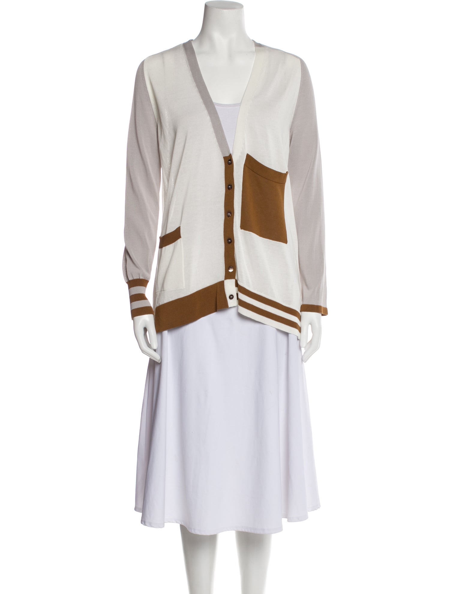 Kash Colorblock Pattern Plunge Neckline Sweater