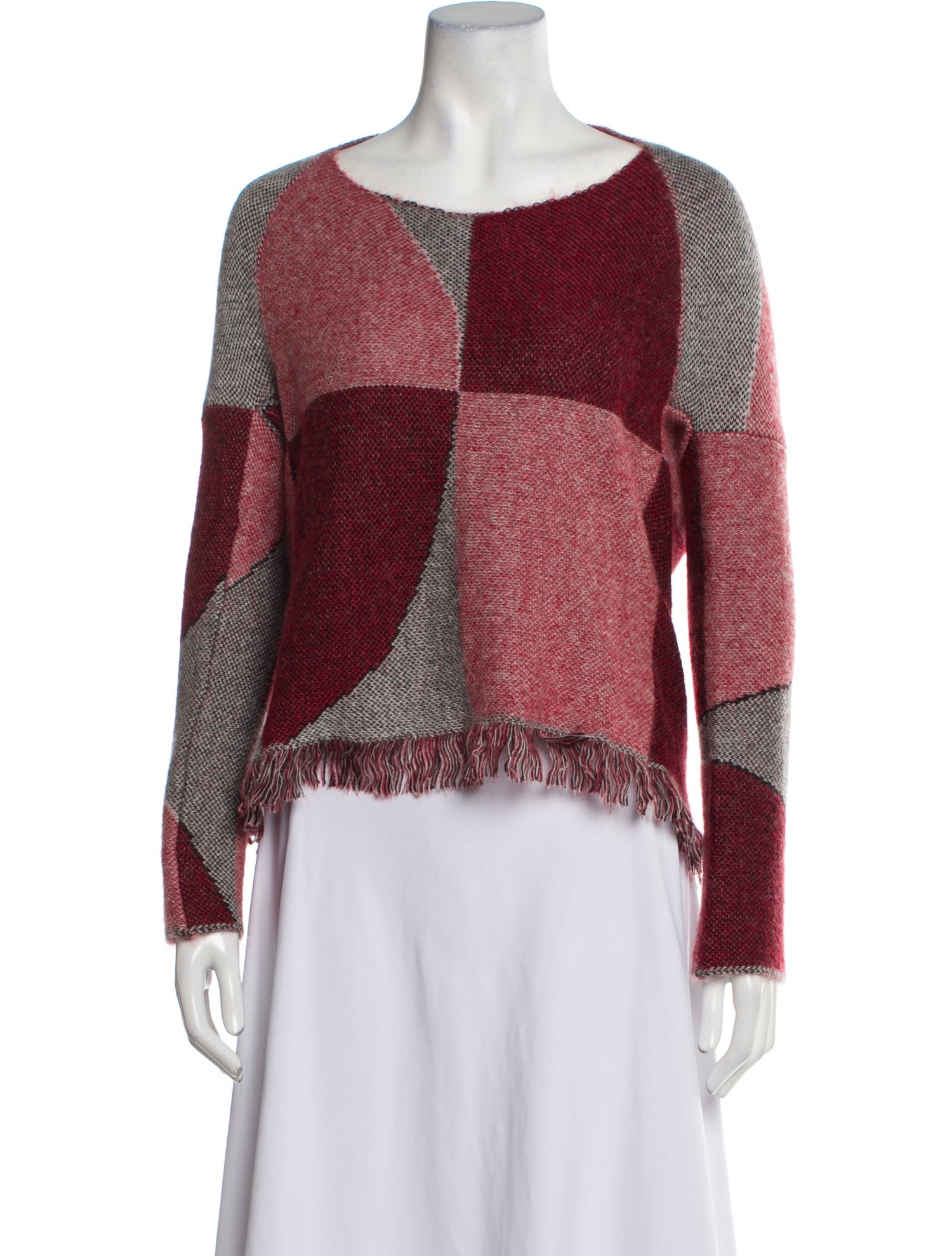 High Plaid Print Scoop Neck Sweater w/ Tags