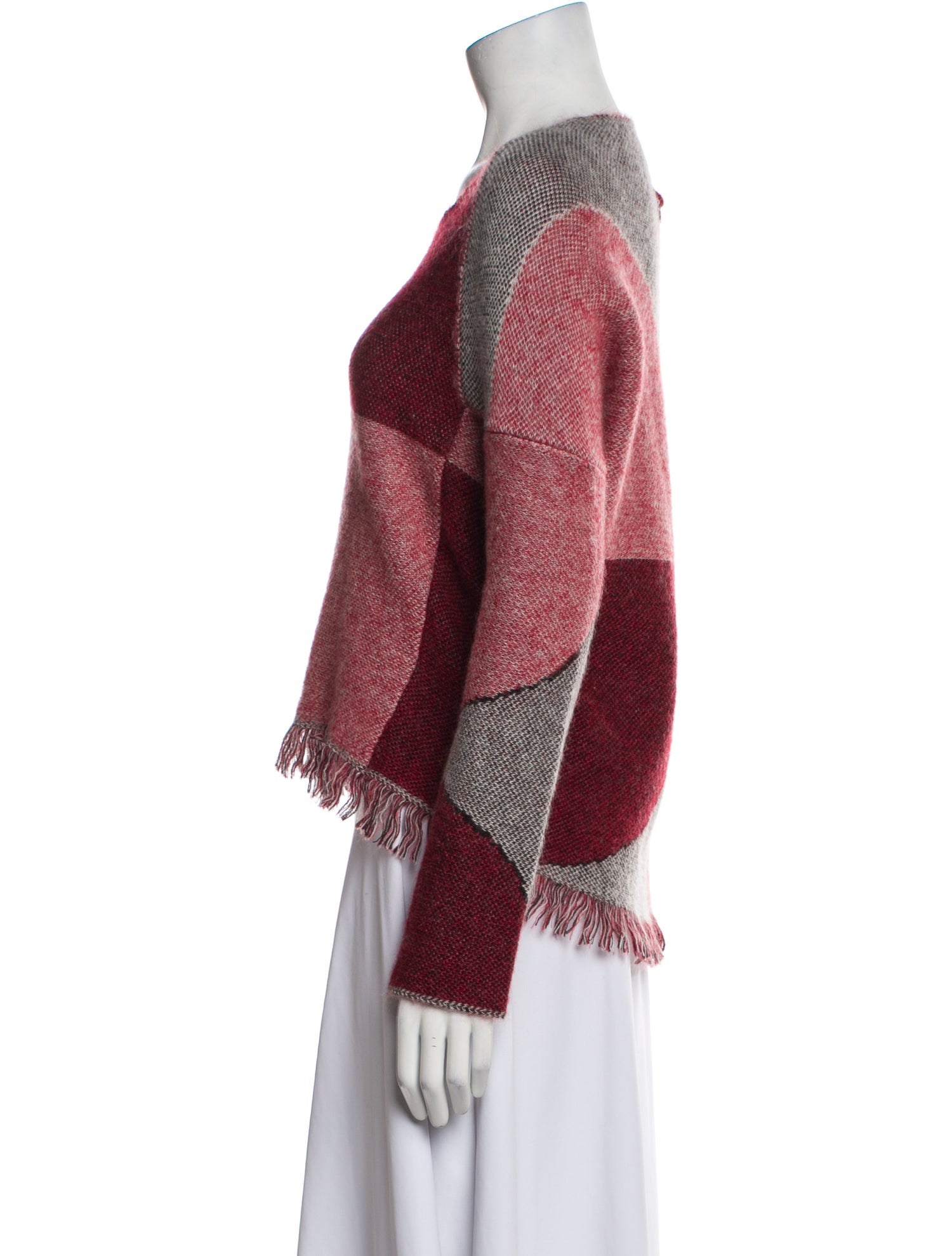 High Plaid Print Scoop Neck Sweater w/ Tags