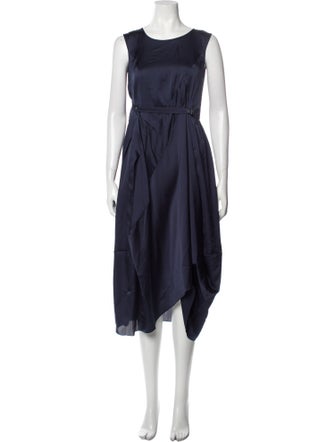 High Crew Neck Midi Length Dress