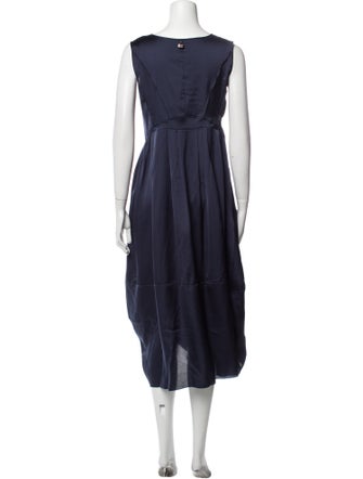 High Crew Neck Midi Length Dress