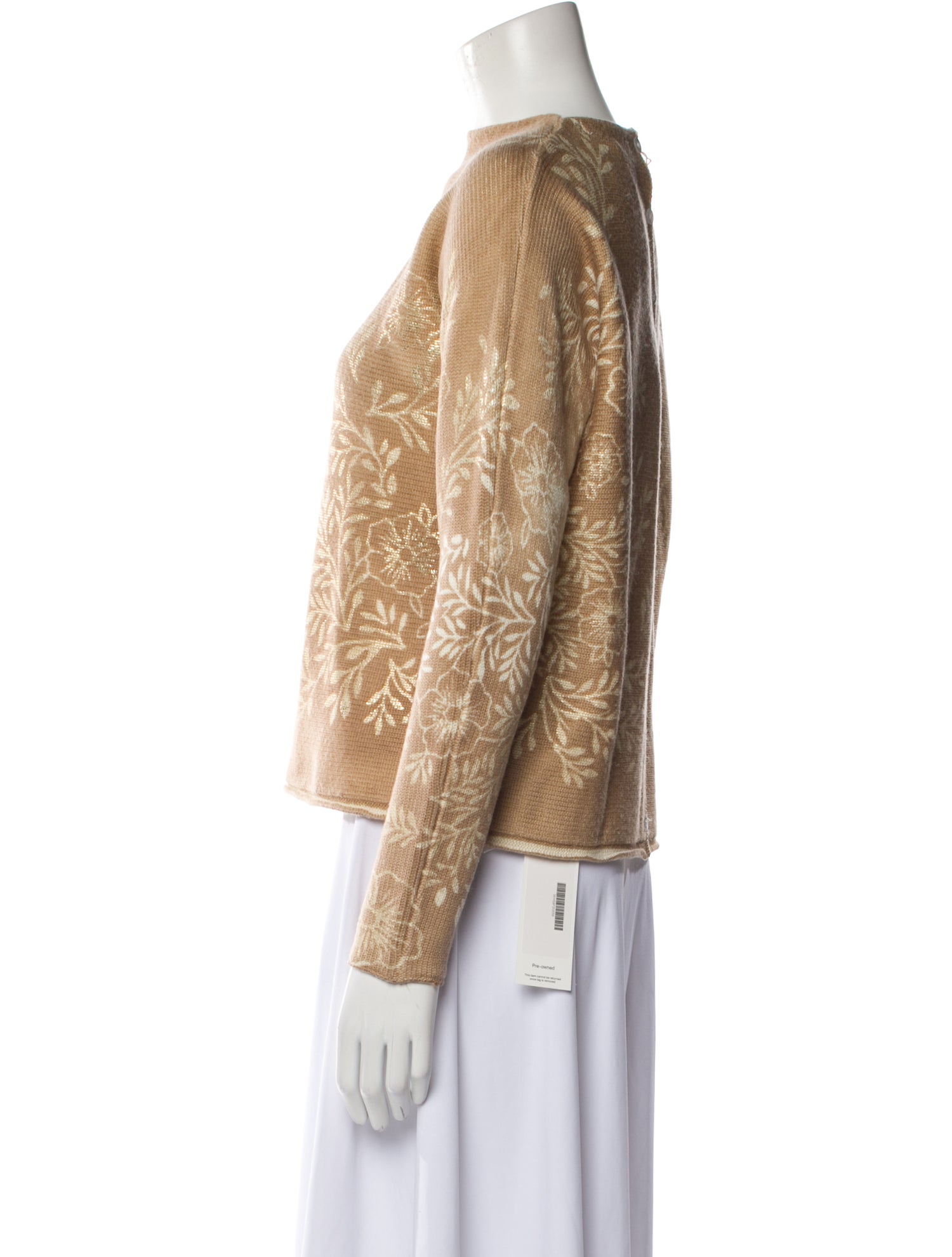 High Printed Bateau Neckline Sweater