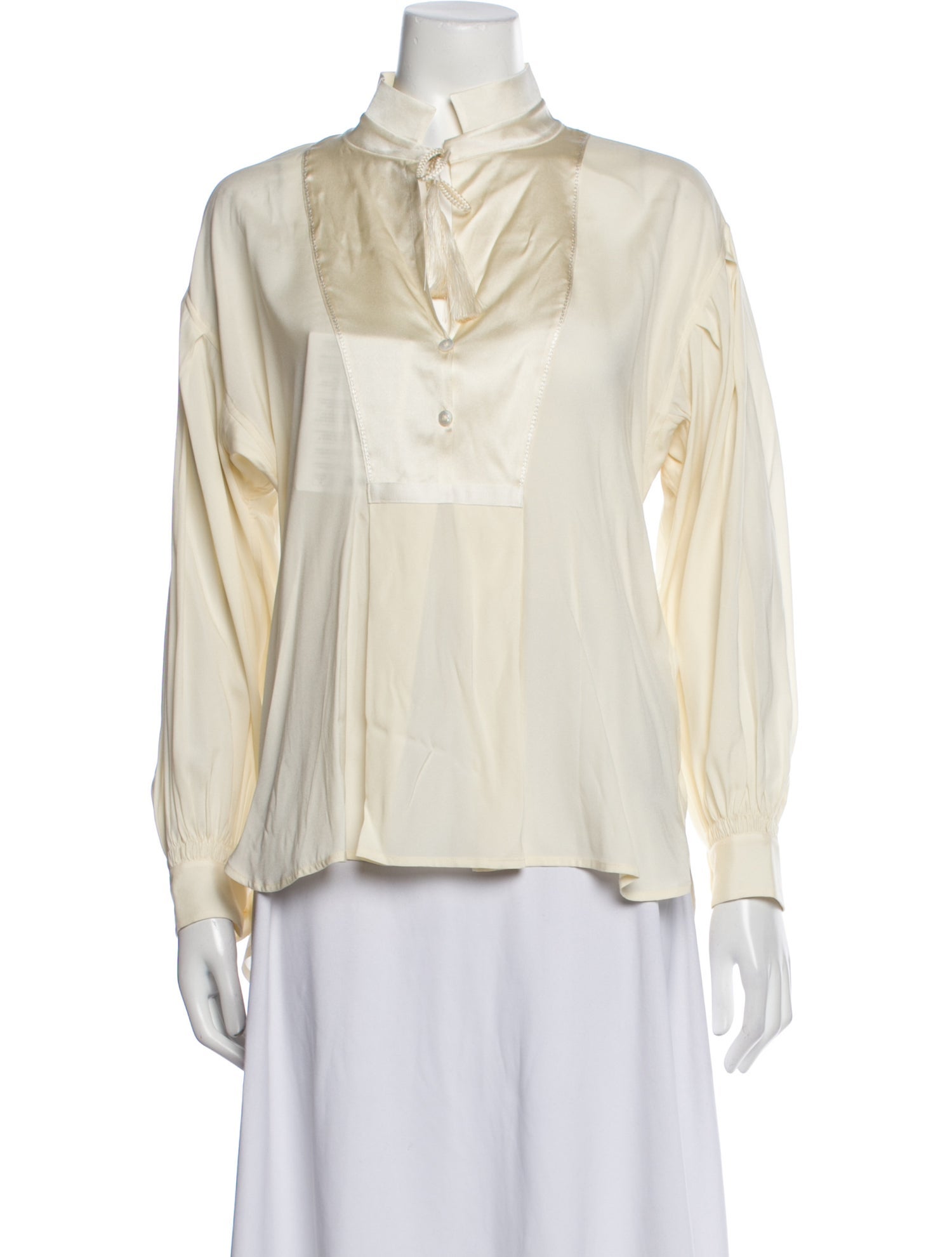 High Silk Mock Neck Blouse w/ Tags
