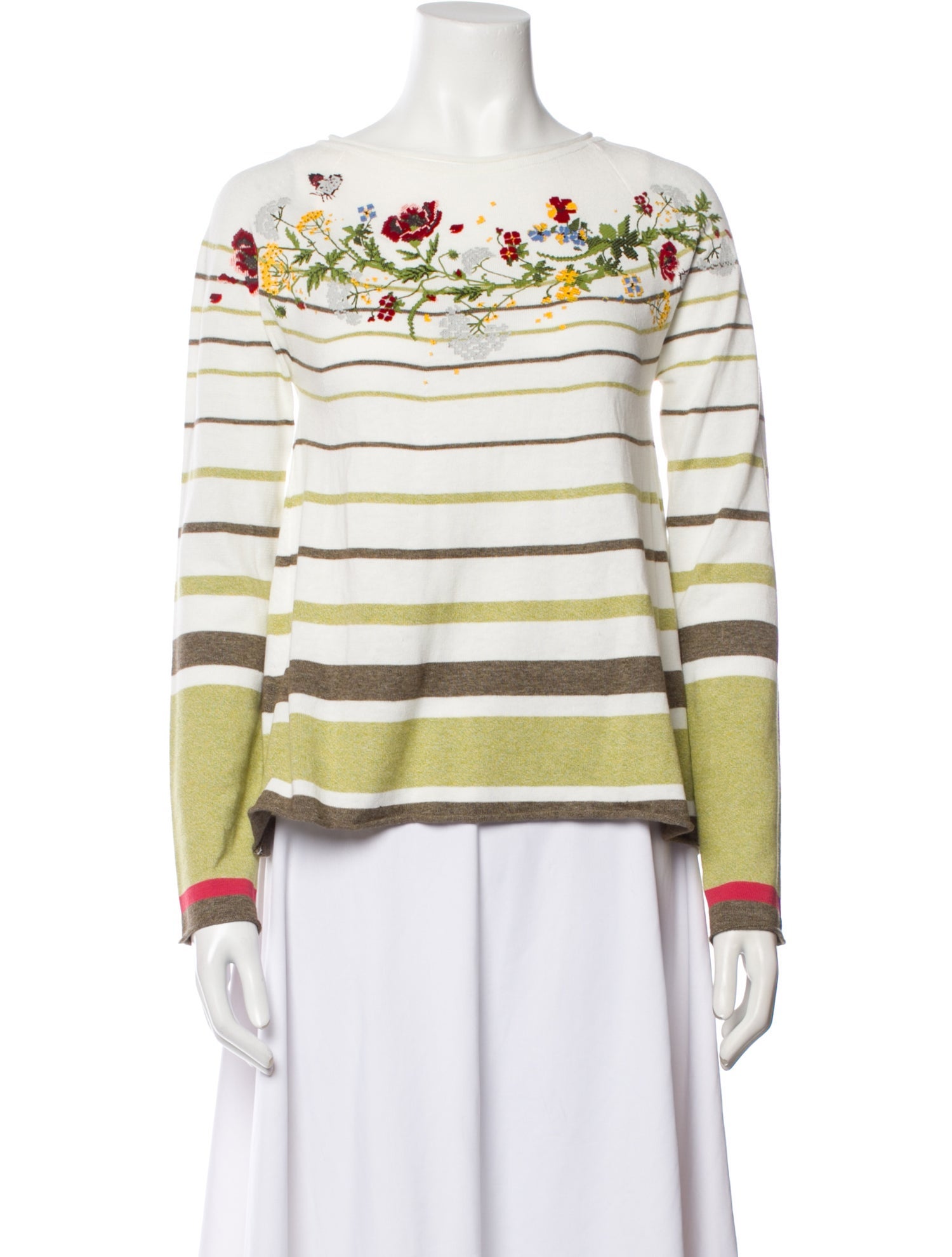 High Striped Bateau Neckline Sweater w/ Tags