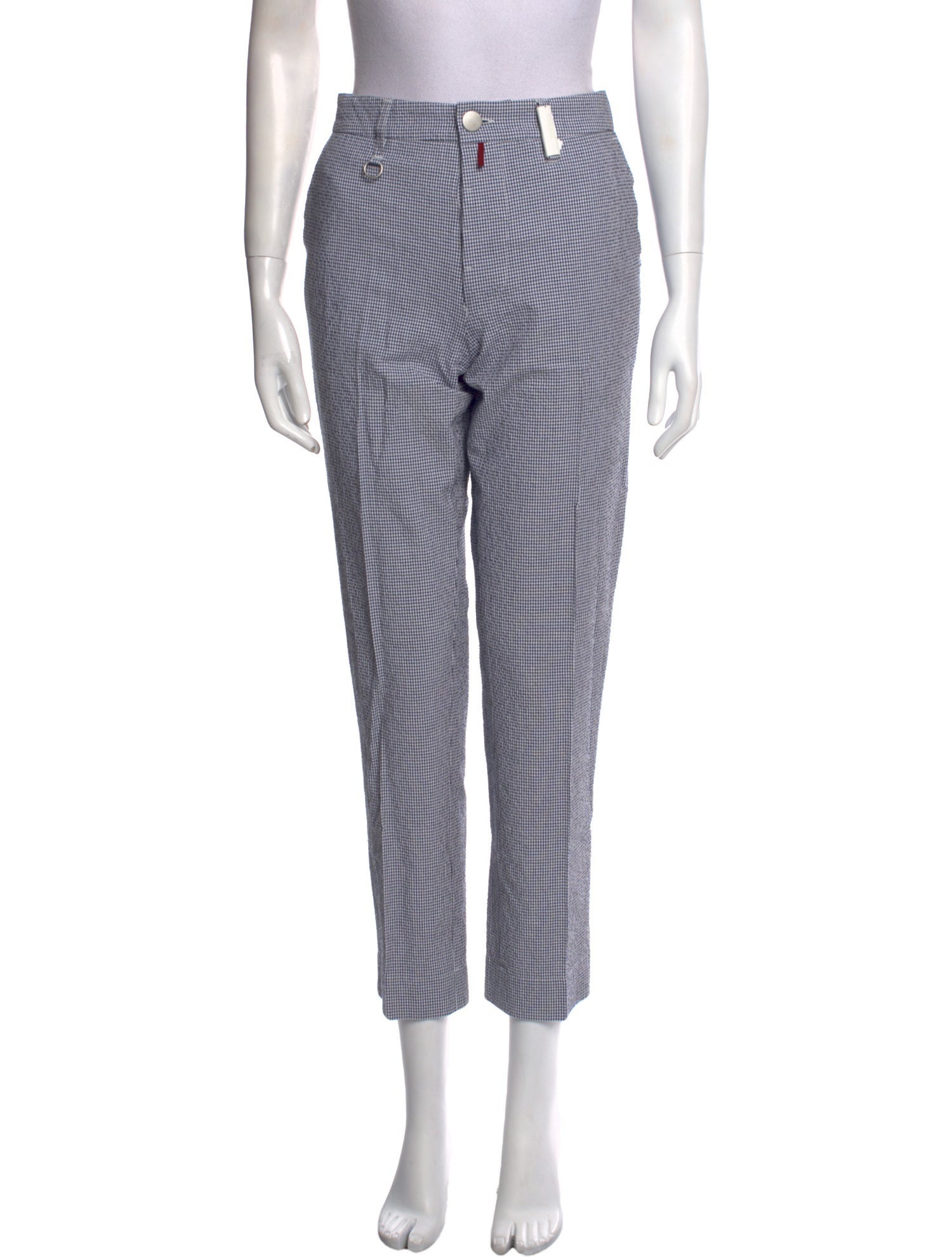 High Plaid Print Straight Leg Pants