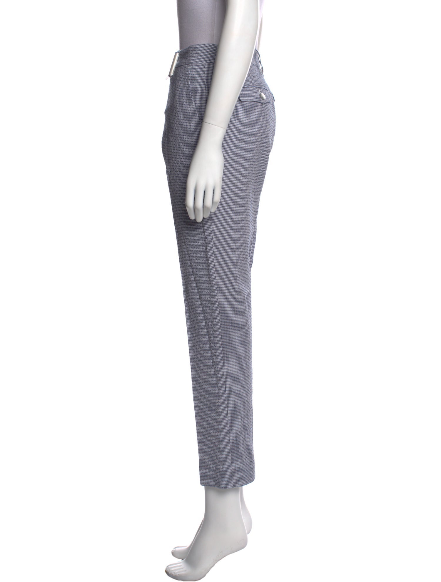 High Plaid Print Straight Leg Pants