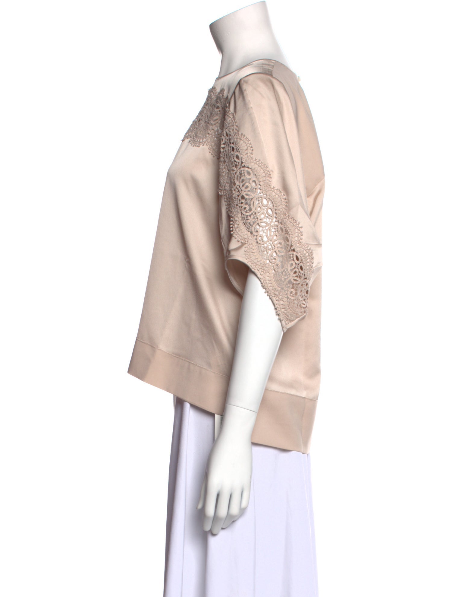 High Bateau Neckline Three-Quarter Sleeve Blouse w/ Tags