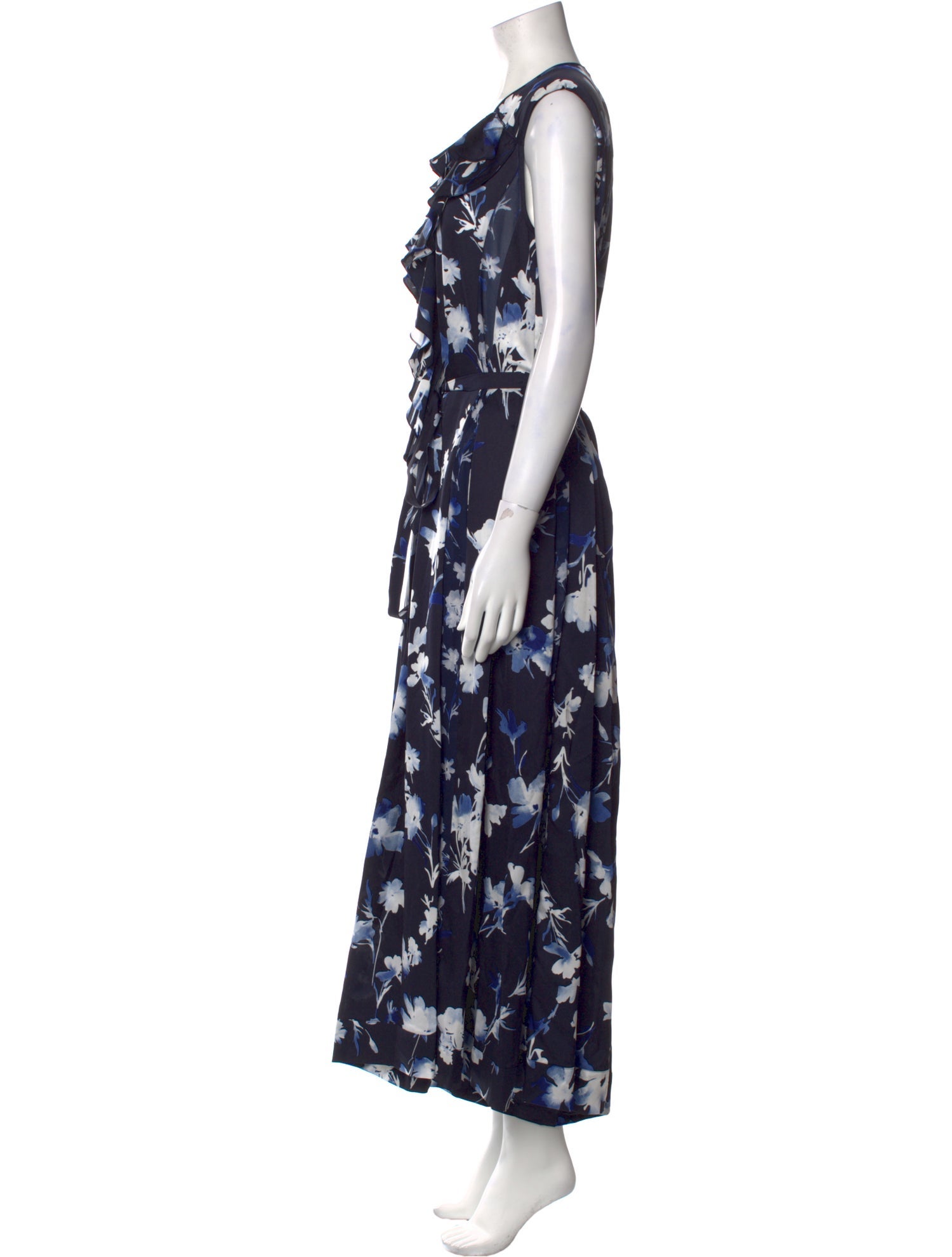 High Floral Print Crew Neck Jumpsuit