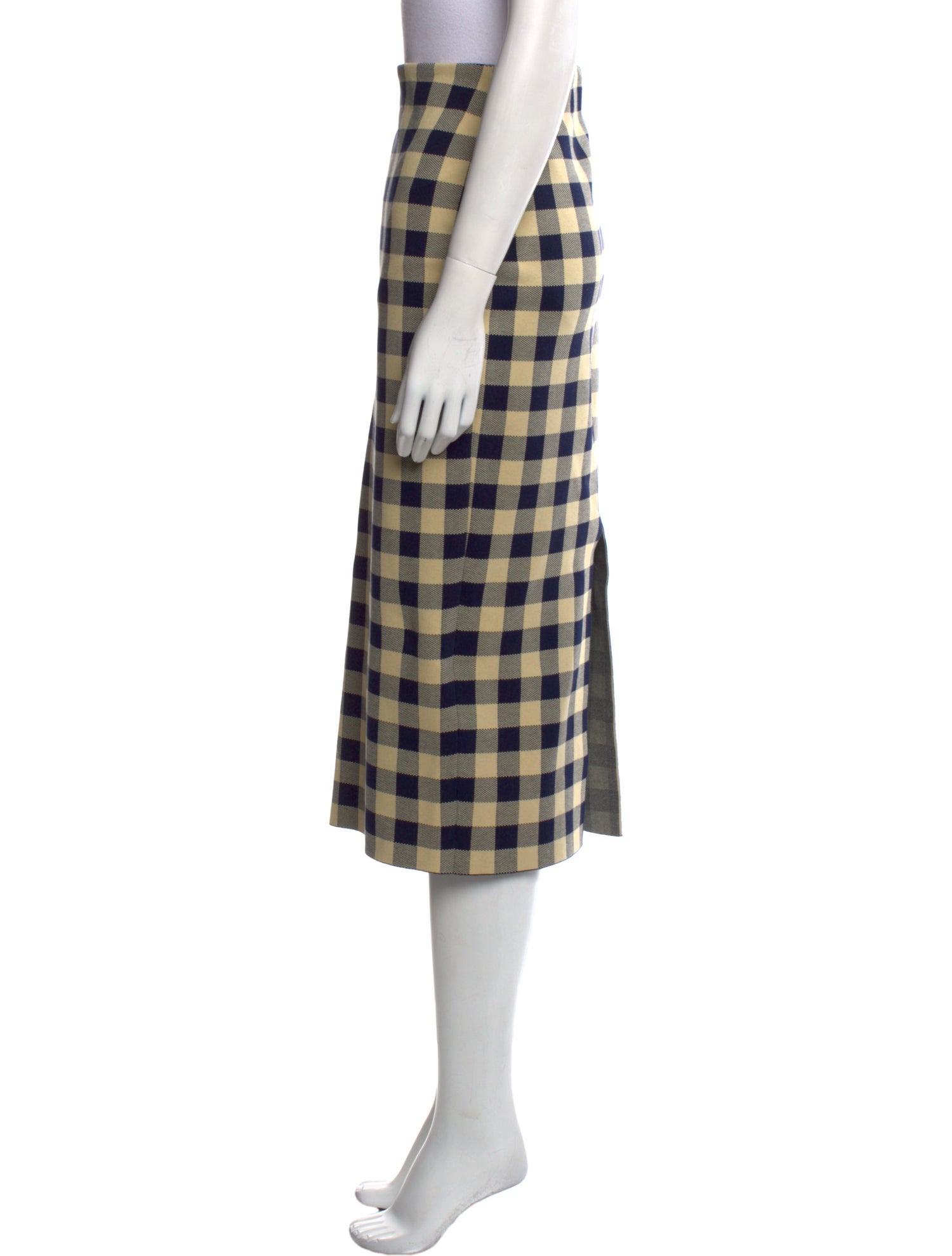 High Sport Plaid Print Midi Length Skirt